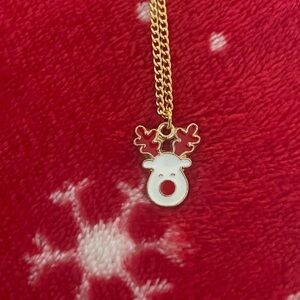 Gold Reindeer Pendant Necklace